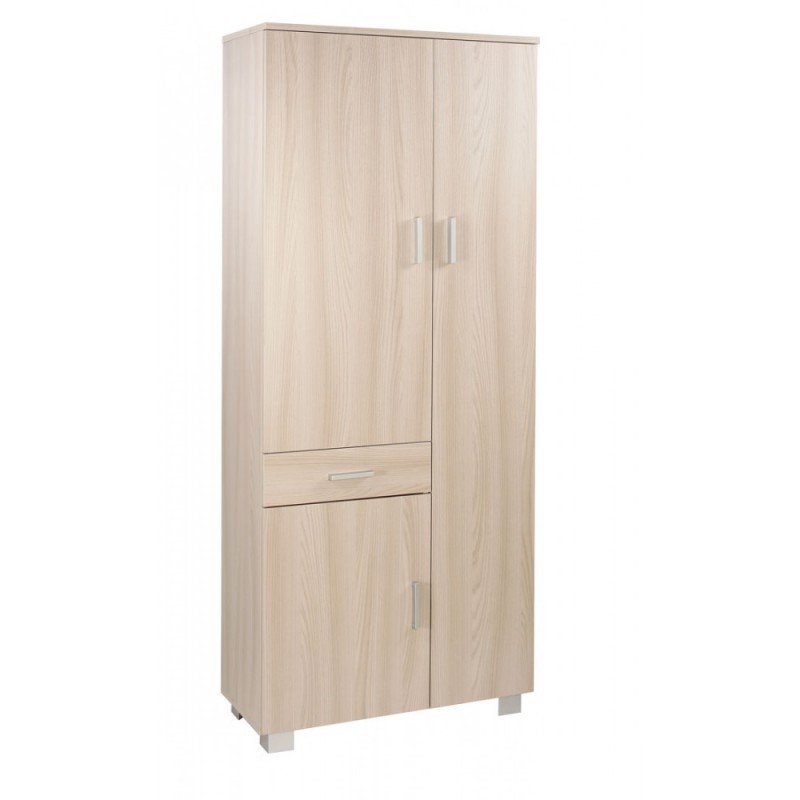 Armadio Multiuso Tre Ante Un Cassetto Olmo Chiaro 77x34x h178 cm