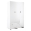 Armadio bianco con tre ante e due cassetti 115x52x h180 cm