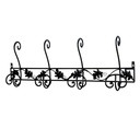 Attaccapanni a muro metallo 4 posti nero toni cm89x31x10