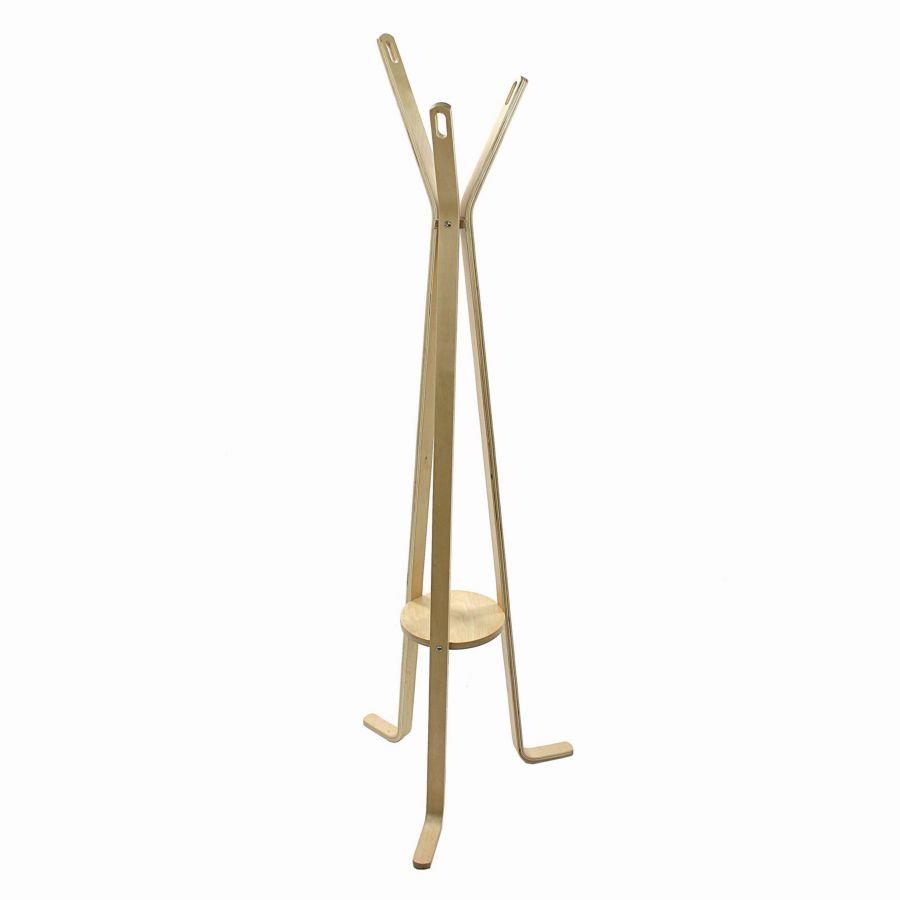 Attaccapanni in legno naturale a 3 braccia, 50x50x170 cm