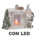 Babbo Natale Ceramica con Camino Crema 24,5x11x18,5 cm
