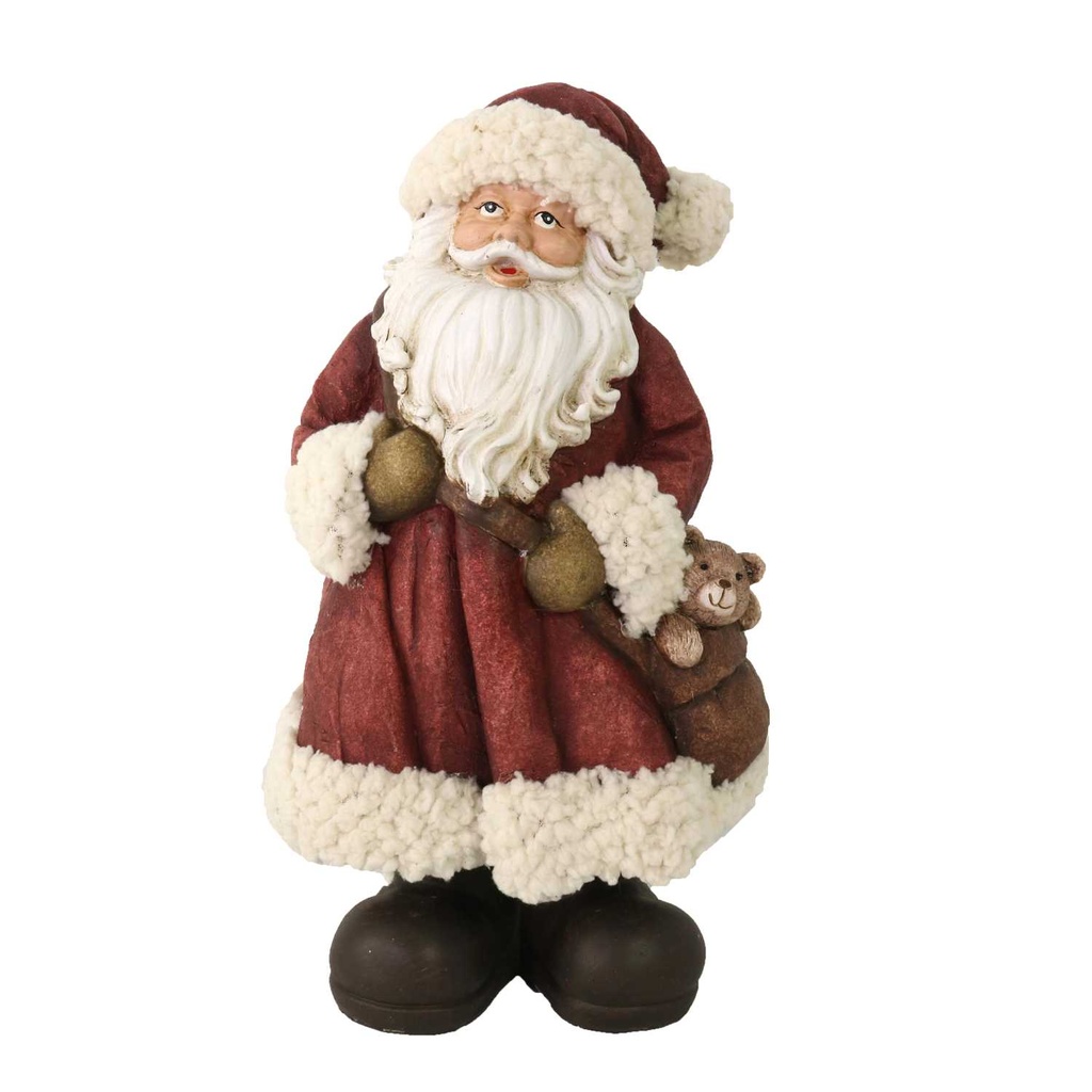 Statuetta Babbo Natale in Resina Rossa 18x17x34 cm