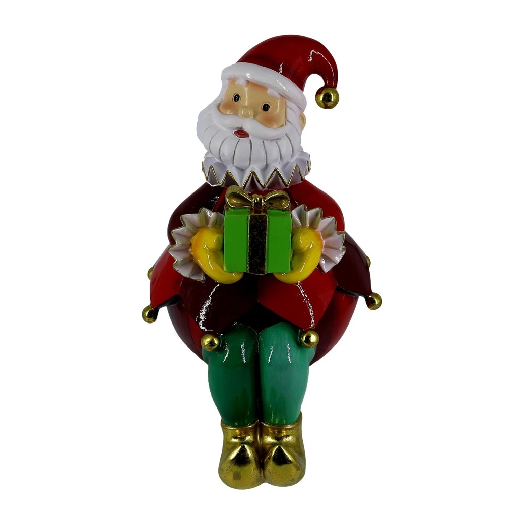 Statuetta Babbo Natale Rosso Seduto in Resina - 19,5x18,6x32,1 cm