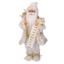 Babbo Natale Tessuto con Regali e Lista, Bianco Oro, 24x12x45 cm