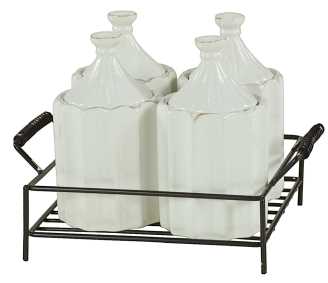 Barattolo con piedistallo, set da 4 pezzi, 19,5 x 17 cm, altezza 14,5 cm