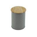 Barattolo Metallo Tappo Legno Grigio 10x10x14 cm