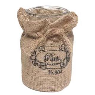 Barattolo tondo in vetro con juta cmø10,5h19