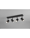 Barra Lineare 4 Faretti Spot Orientabili Metallo Nero