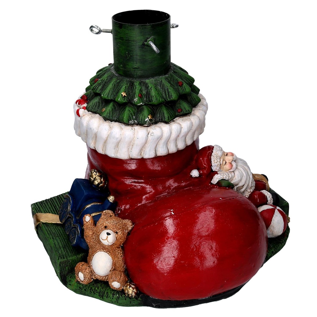 Base albero Babbo Natale rosso in resina cm 36x38h38