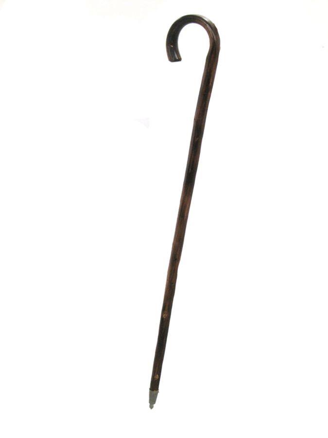 Bastone rustico scuro con punta in ferro - Dimensioni: 13,5x3x92,5 cm
