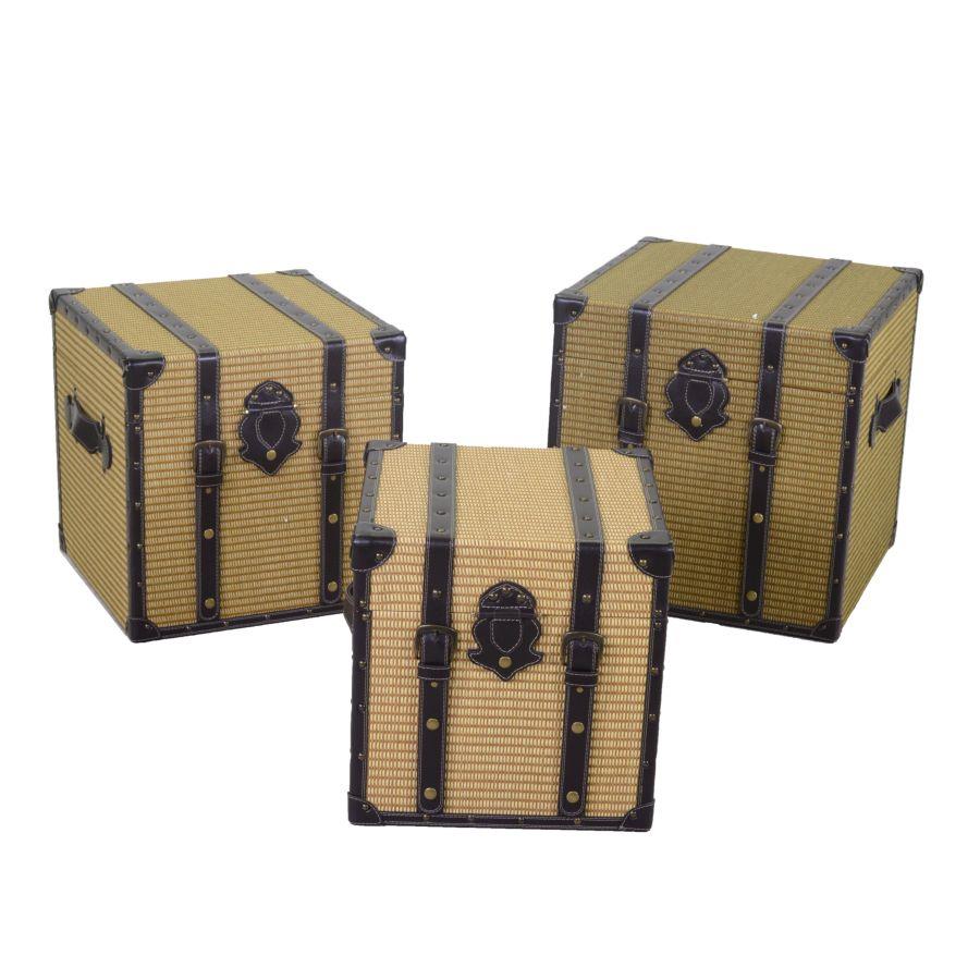 Baule ecopelle intrecciato quadro cm47x47h47,5