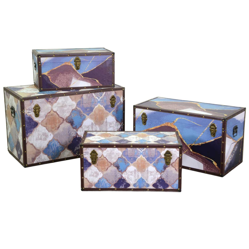 Baule ecopelle blu marocco rettangolare 80x40h50
