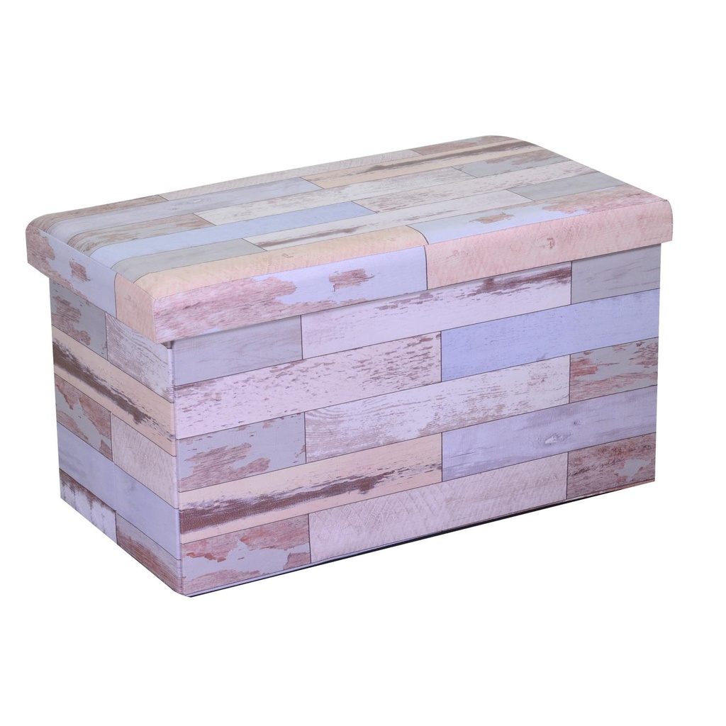 Baule ecopelle azzurro rettangolare 76x40x41 cm