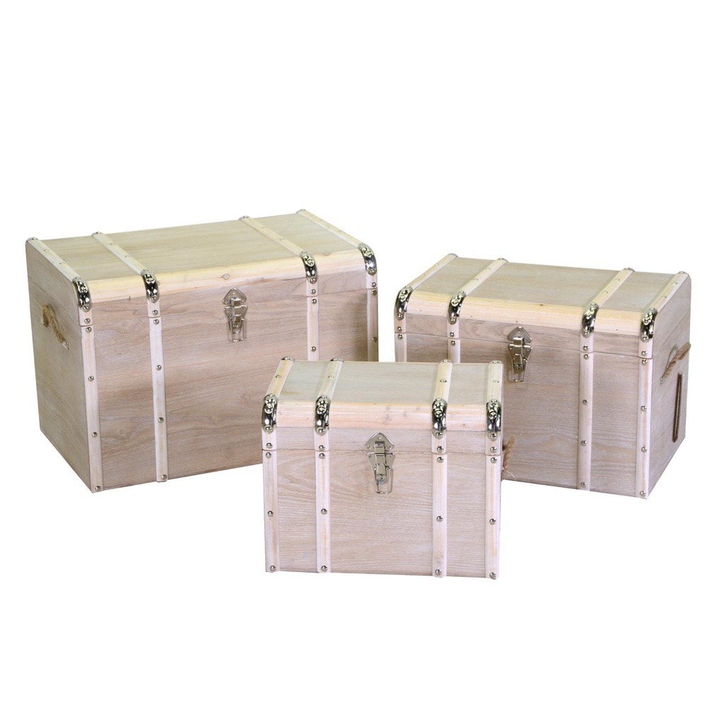 Baule in legno sbiancato rettangolare