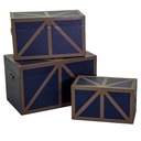 Baule rettangolare in legno ecopelle blu 1-3 cm68x38h40
