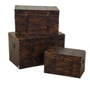 Baule rettangolare in legno ecopelle marrone 68x38h40