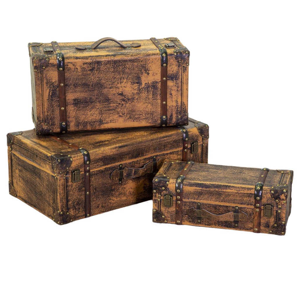 Baule valigia ecopelle marrone 65x36x24 cm