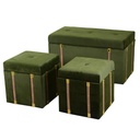 Baule in velluto verde 1-2 cm80x40h44