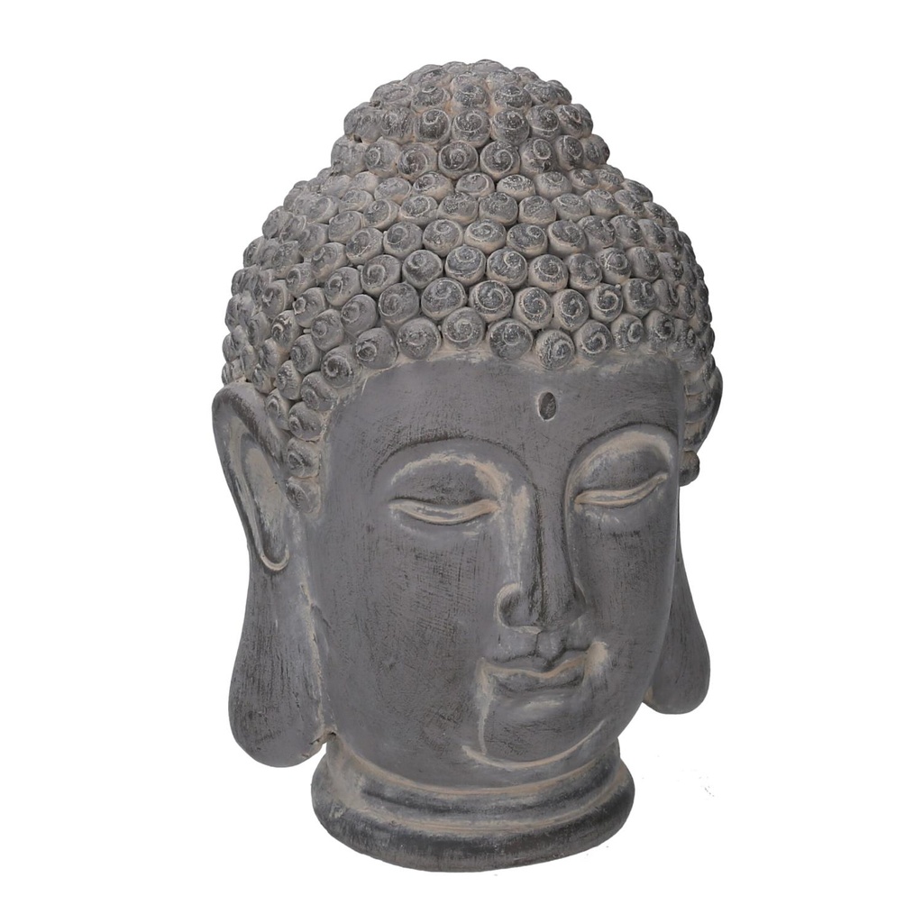 Statua Buddha in Resina Grigio - 21x20x32 cm