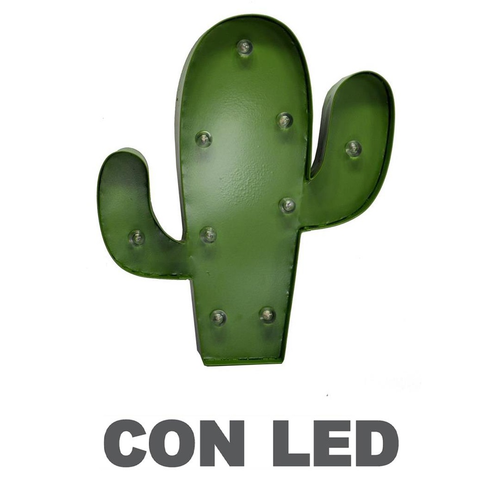 Cactus metallo verde con led 25,5x30,5x5 cm