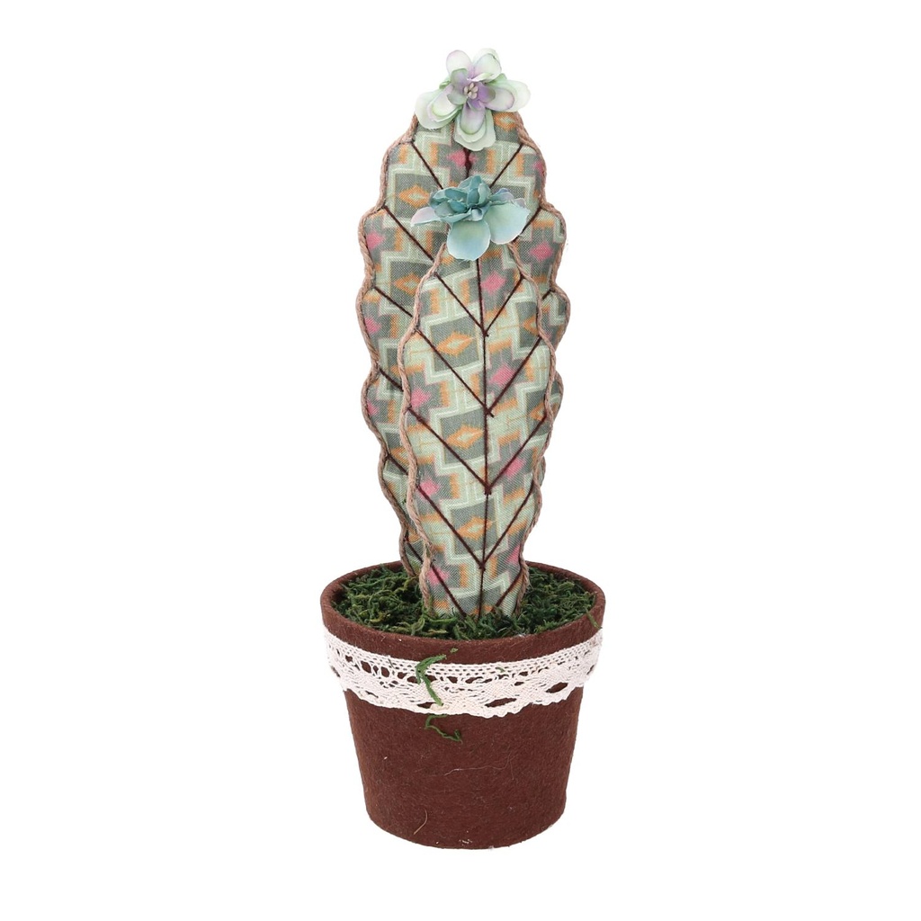 Cactus tessuto verde tondo 13x13x35 cm