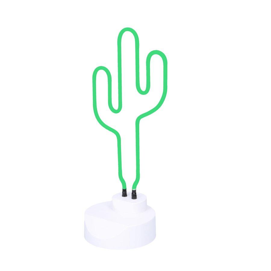 Lampada a neon verde con forma di cactus cmø14h40