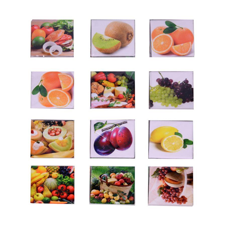 Calamita ceramica 12 pezzi assortiti frutta con display cm7,5x7,5