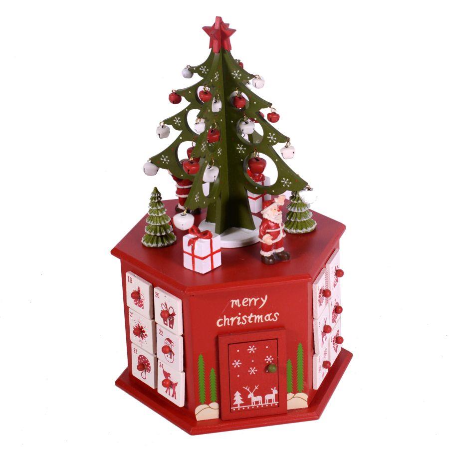 Calendario dell'avvento in legno albero 20,5x23,5x37 cm