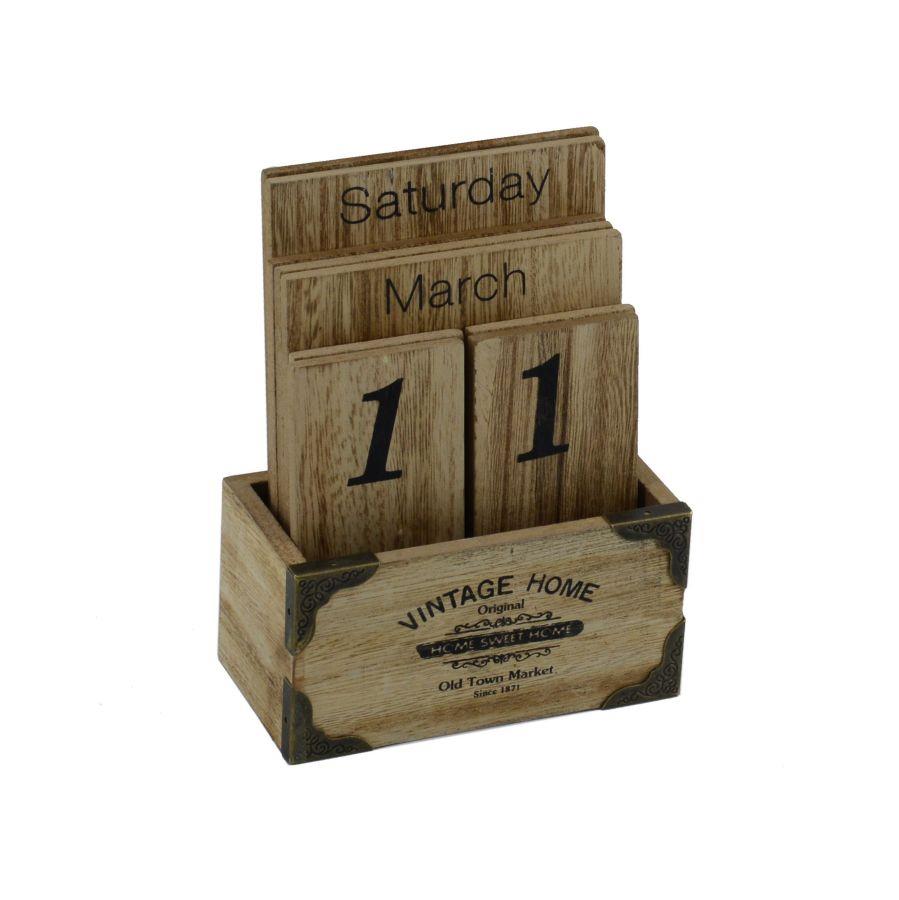 Calendario Vintage in Legno per la Casa - 12x6x15 cm
