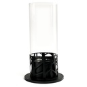 Caminetto al bioetanolo da appoggio in metallo nero con vetro temperato, bruciatore in acciaio inossidabile, 20.3 x 20.3 x 50 cm