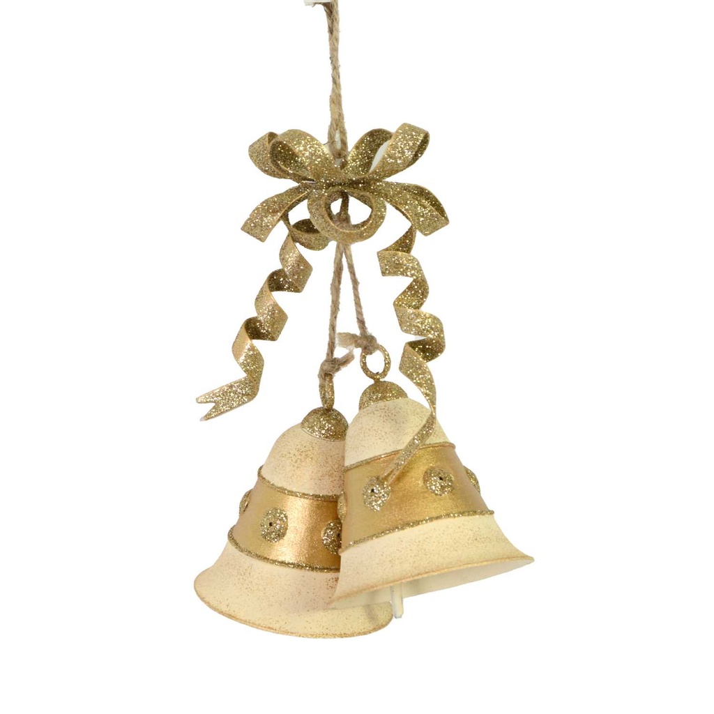 Campana Metallo Fiocco Oro 15x6x23 cm