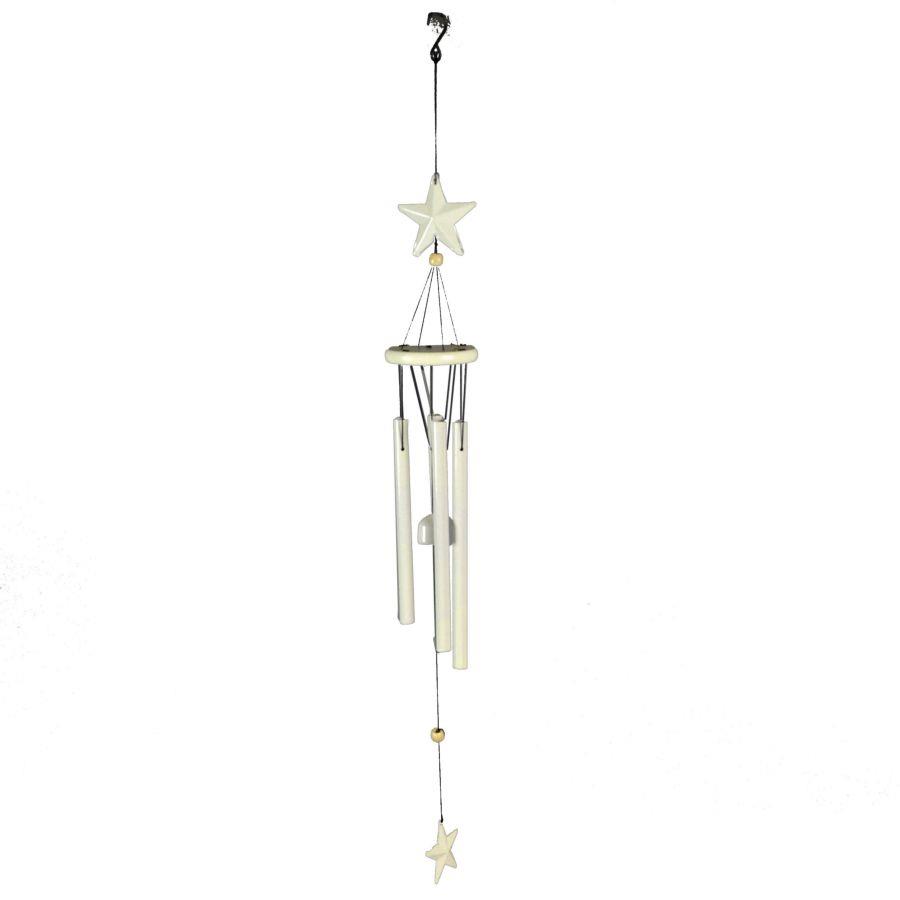 Campanello metallo con stella bianco 13x13x71 cm