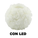 Candela Led Bianco con Rose 25x20 cm