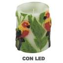 Candela a forma di pappagallo con luce a LED ø8x10 cm