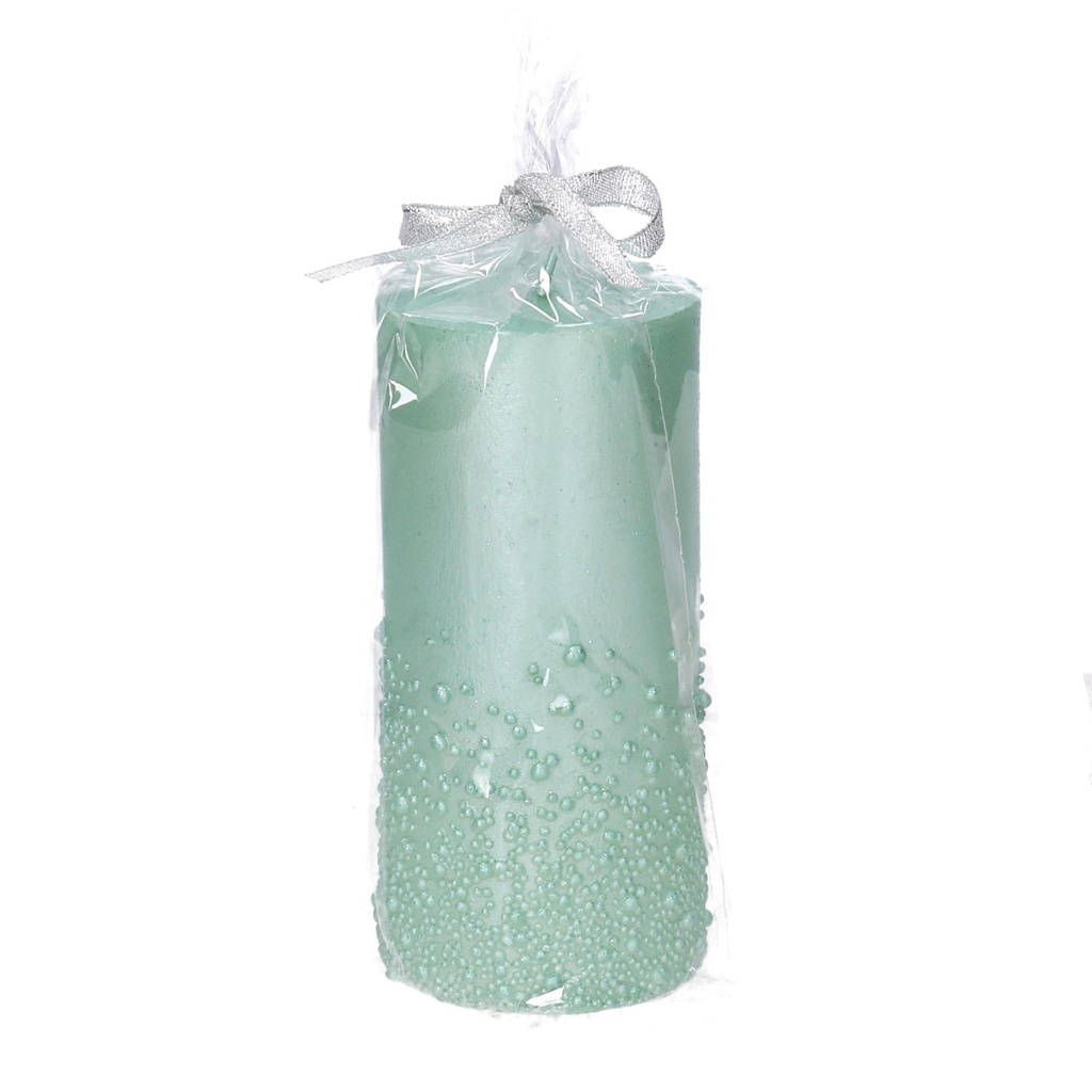 Candela Paraffina con Bolle Turchese ø7x15 cm