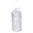 Candela paraffina foglie goffrate argento 7x15 cm