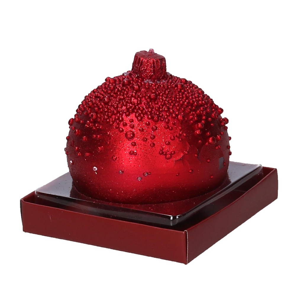 Candela Sfera Rossa con Bolle, ø9cm x 9cm