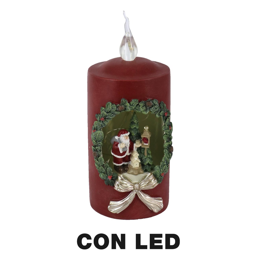 Candela LED in Resina Rossa 8x8x19 cm