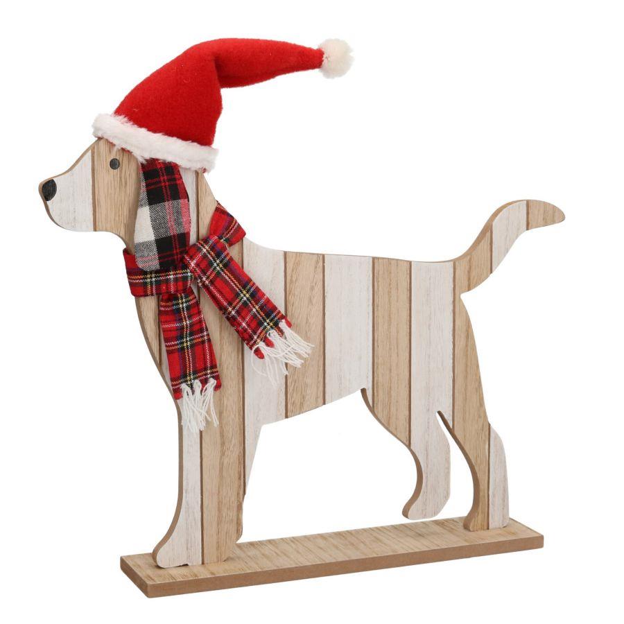 Cane in Legno con Cappello Rosso cm37x6h25