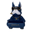 Cane svuotatasche blu in resina 22x22h30 cm