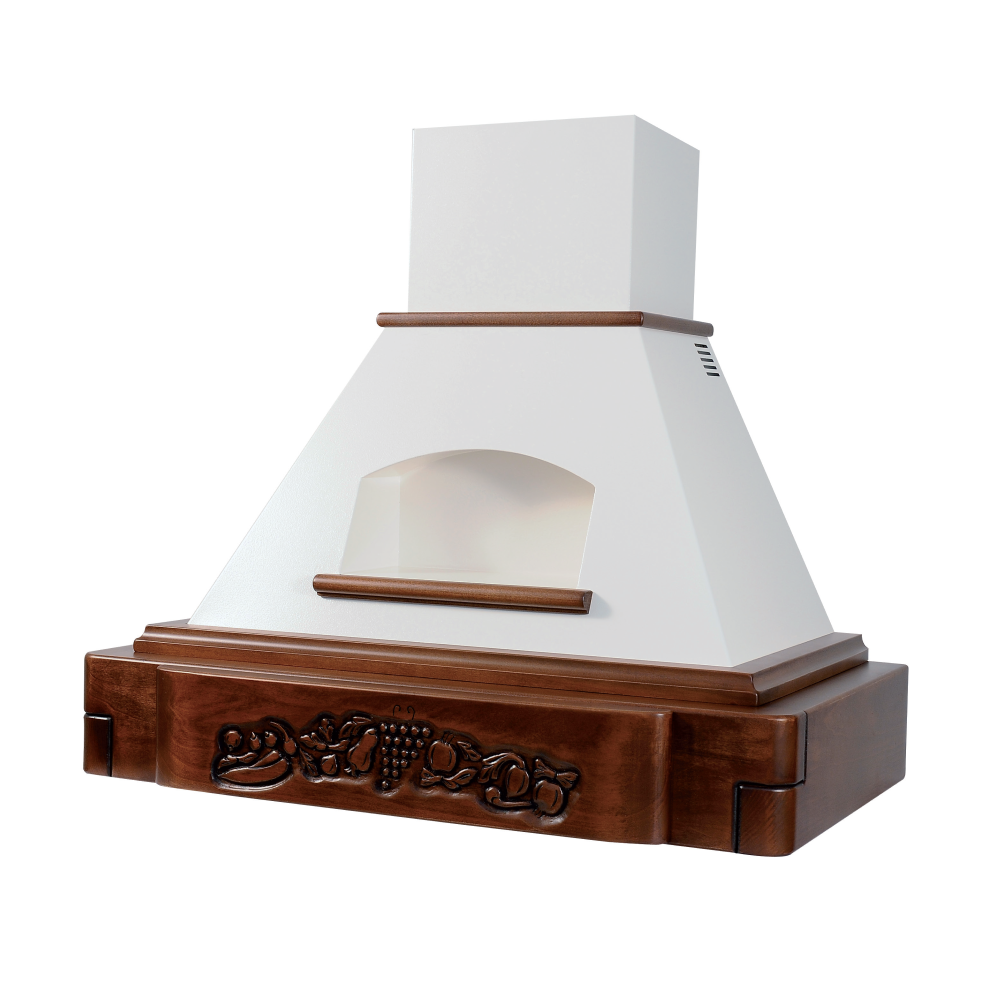 Cappa aspirante KATIA in acciaio inox bianca e cornice in legno intarsio cm 90