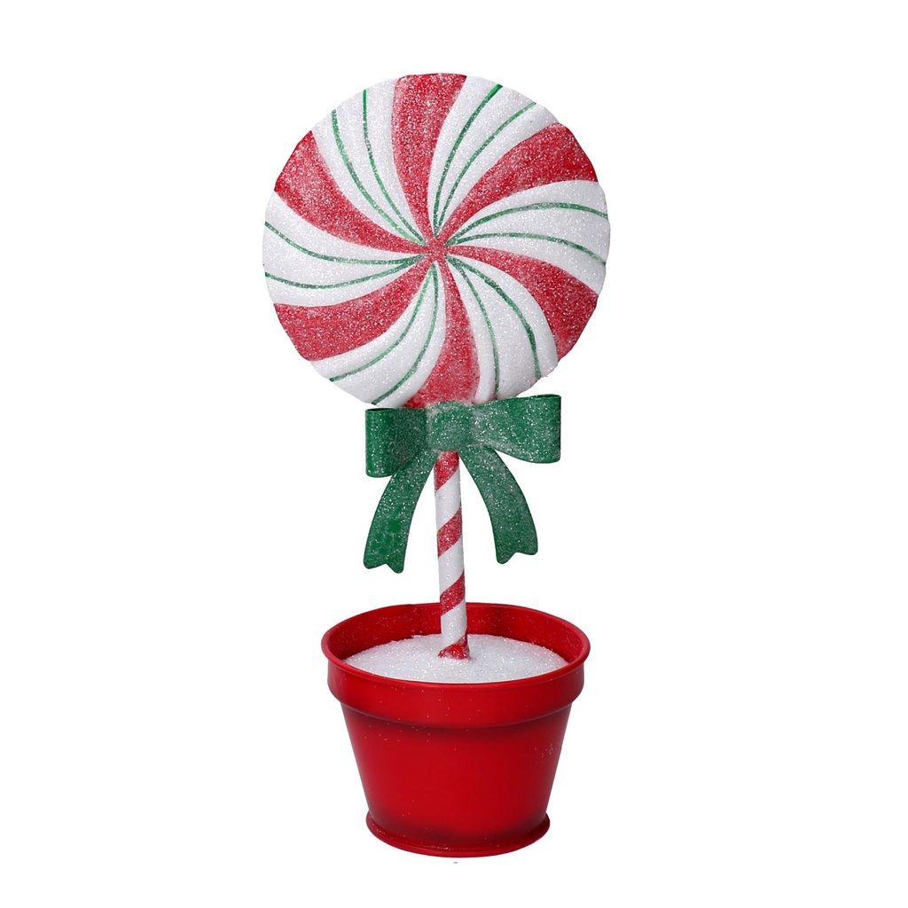 Lecca-lecca in metallo con vaso rosso 11,5x9x25,5 cm