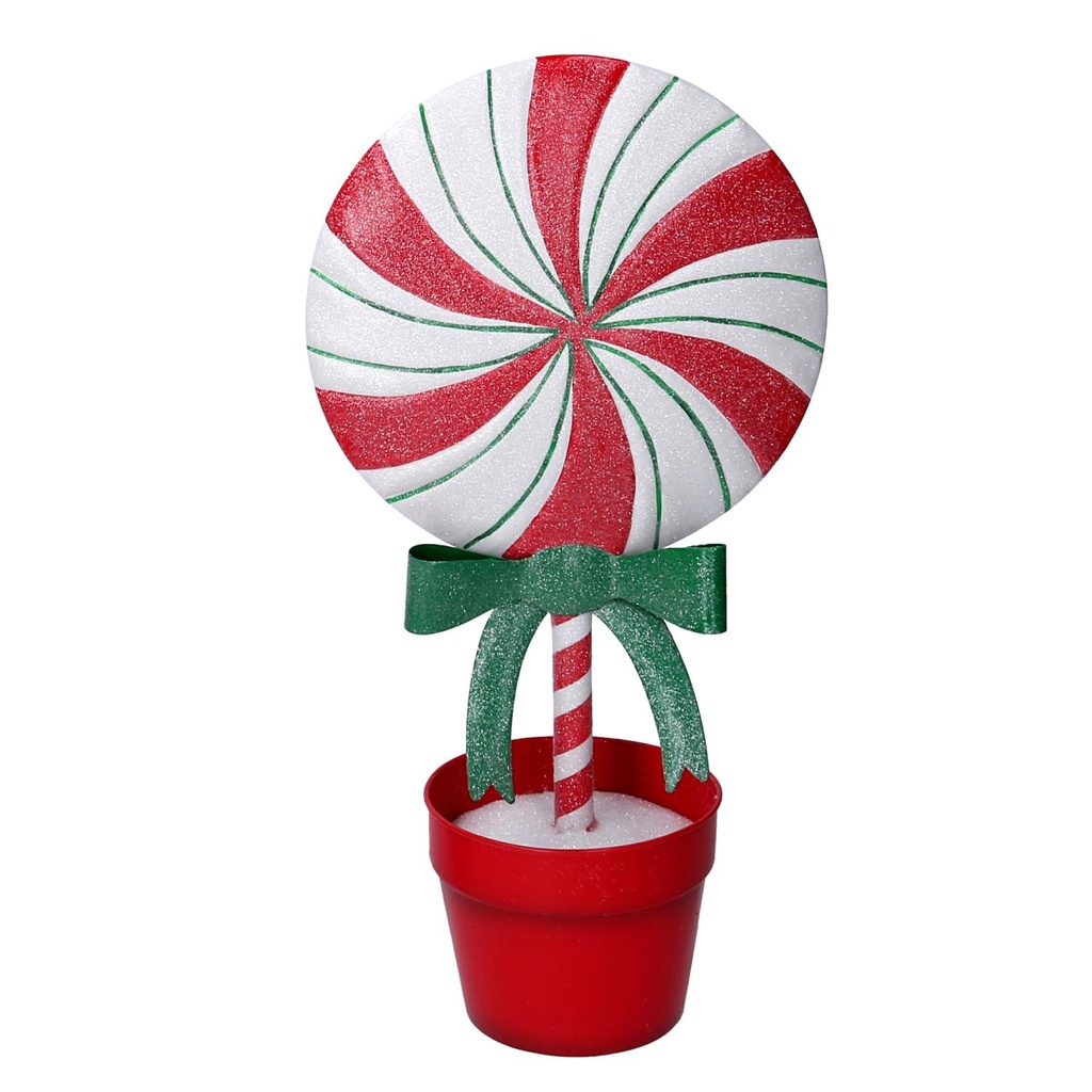 Caramella Metallo Lecca-Lecca con Vaso Rosso 22x13x42 cm