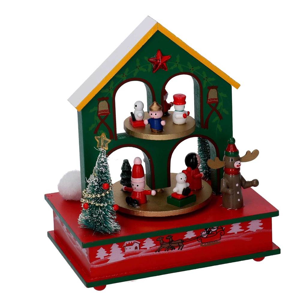 Carillon in legno casetta verde 12x17x22 cm