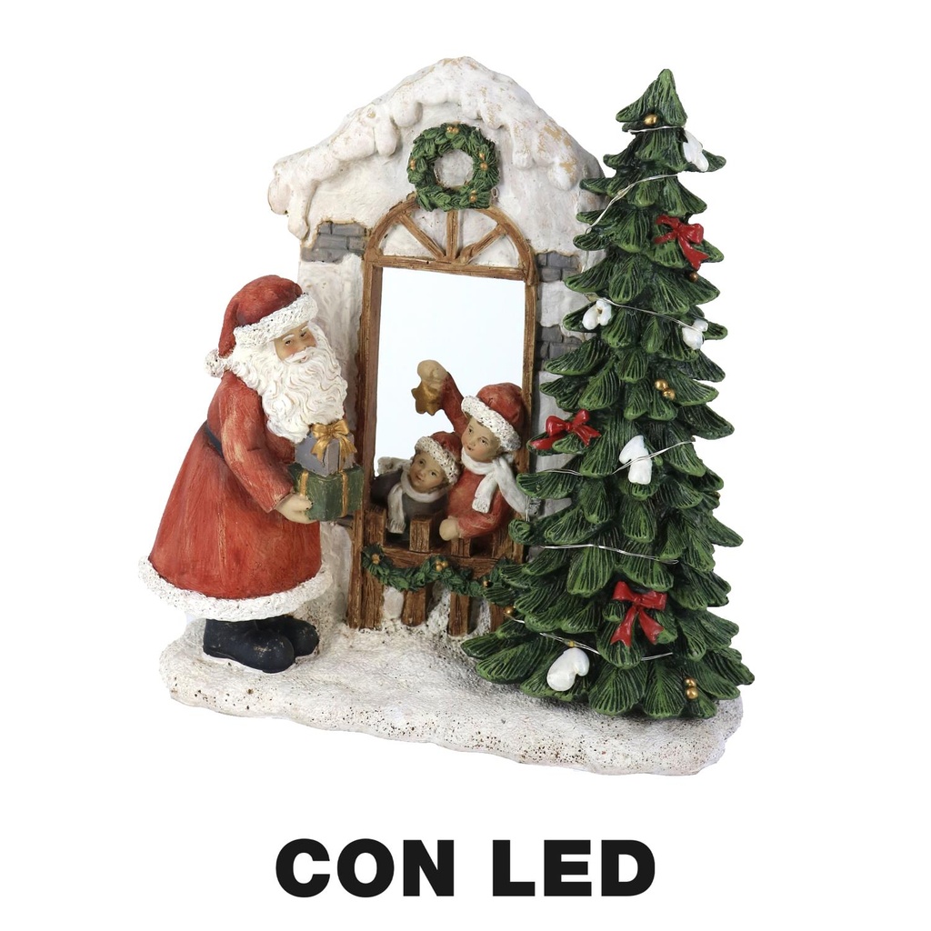 Carillon Babbo Natale in Resina con LED Rosso 22x9,5x22,5 cm