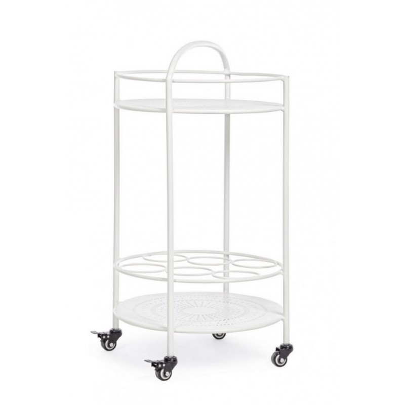 Carrello per bottiglie in acciaio Bianco con ruote autobloccanti