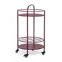 Carrello per bottiglie in acciaio Rosso Bordeaux con ruote autobloccanti