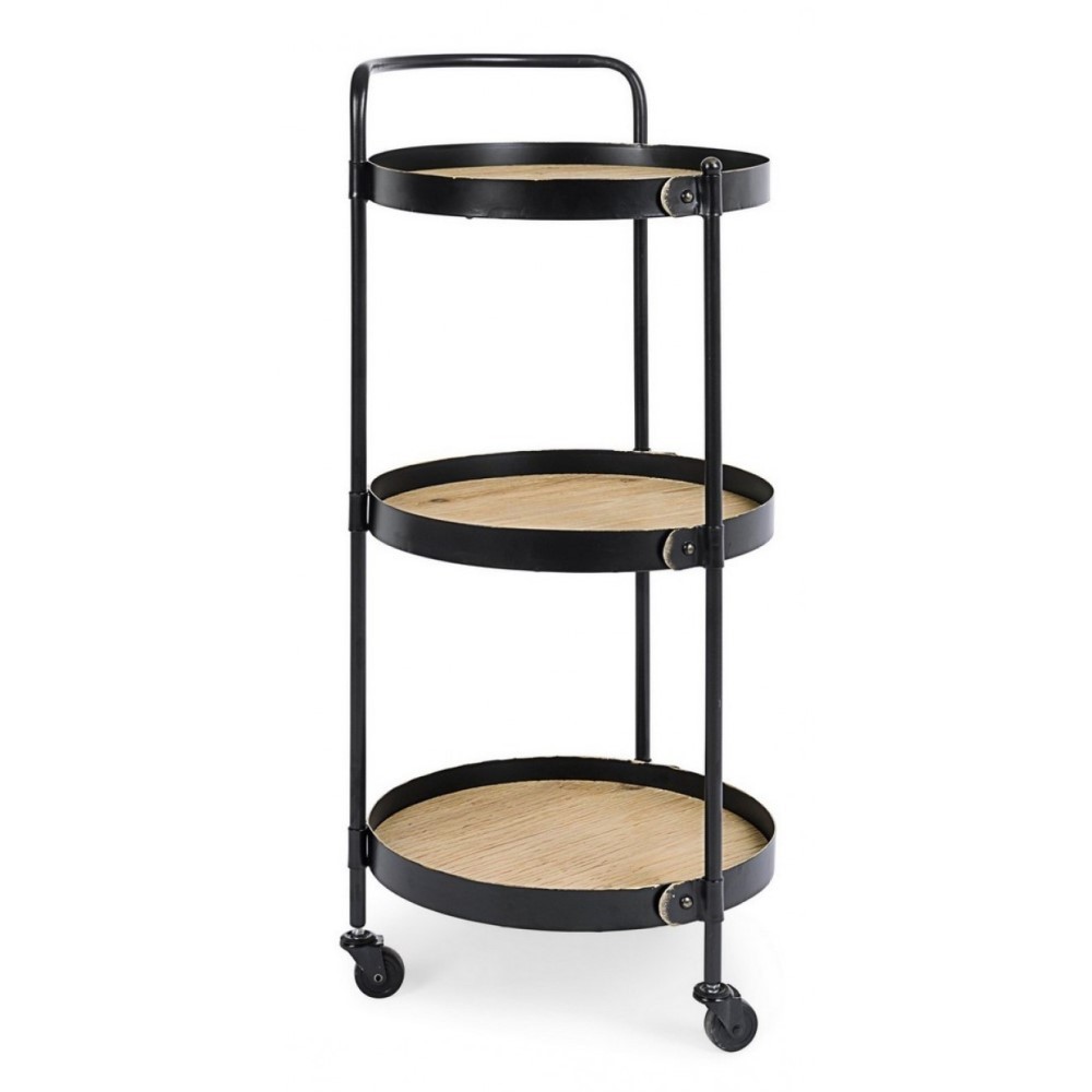 Carrello vintage con 3 ripiani Jerrod - Struttura in acciaio verniciata a polvere epossidica - Ripiani in MDF con finitura a base d'acqua - Dimensioni: 40cm x 95cm