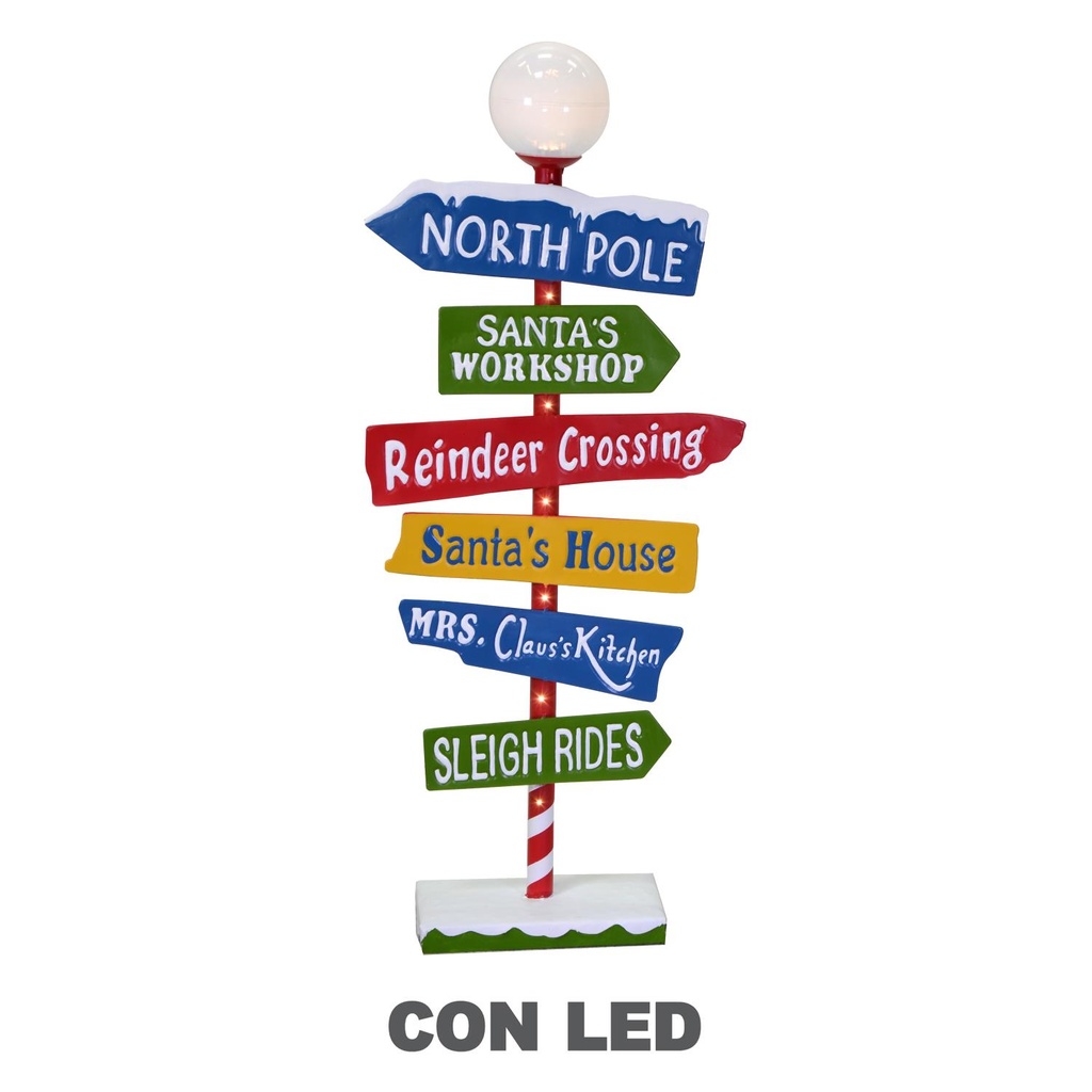 Cartello Metallo Indicazioni LED Multicolor 46x16,5x106,5 cm