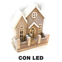 Casetta in legno con luce LED naturale - 26x14x30 cm
